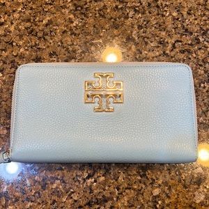 Tory Burch Arctic Blue Zip Continental Wallet